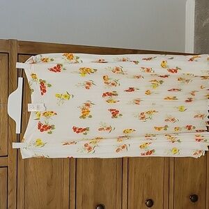 LOFT White Skirt with Vibrant Floral Design